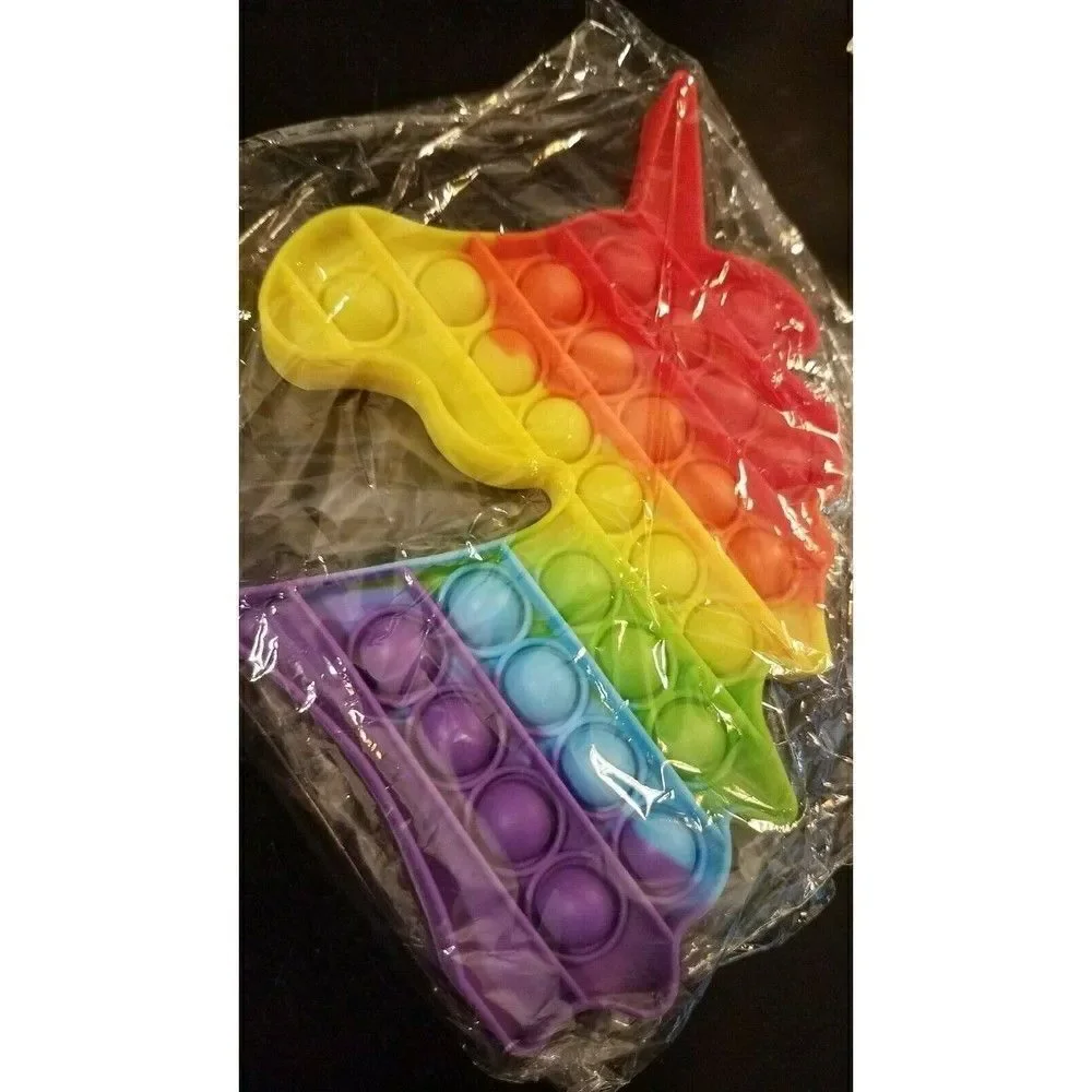 Fidget Toy Unicorn Horse Push Pop Bubble Rainbow Silicone Sensory Game